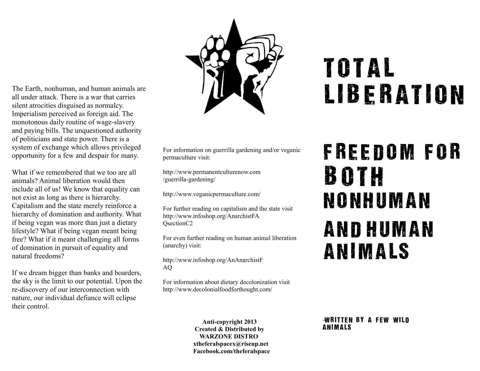 Total Liberation Freedom For Both Nonhuman And Human Animals! : Free  Download, Borrow, and Streaming : Internet Archive