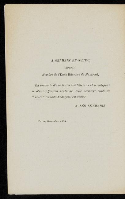Une ancienne colonie : le Canada français (conférence)  A.-L. Leymarie. 1904. 